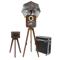 Photobooth Vintage en Bois Véritable pour Mariage, Cabine Photo Selfie DSLR avec Écran Tactile et Imprimante