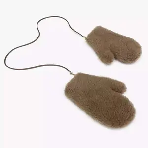 Модные кожаные перчатки из овчины и шерсти с цепочкой, мягкие и теплые варежки Тедди, зимние перчатки