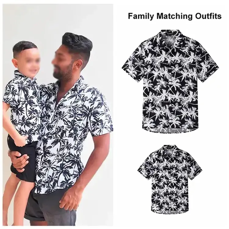 Padrão personalizado Papai E Me Homens Meninos Camisas Havaianas Pai E Filho Roupa Combinando Camisas