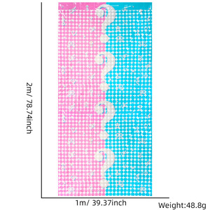 1*2M Rose Bleu Décoration de Révélation de Genre Rideau de Pluie Carré pour Décorations de Fond d'Enfant - Product Image 4