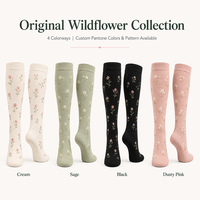 Chaussettes de compression florales personnalisées pour femmes 15-20 20-30 mmHg, hauteur genou, soutien gradué, OEM ODM Marque Privée