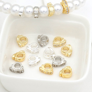 18K gold plated, color-preserving, diamond-<b>set</b>, perforated <b>beads</b>, jewelry accessories, bracelet spacer <b>beads</b>, loose <b>beads</b>, - Product Image 4