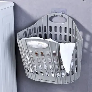 Hot sale hanging laundry basket Bin Foldable Plastic Dirty clothes basket hamper Bathroom clothes storage
