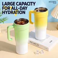 Gobelet isotherme en acier inoxydable de 40 oz à double paroi avec poignée et paille, personnalisable avec logo