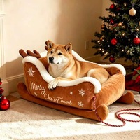 Lit pour animaux de compagnie en peluche de Noël en gros, détachable et lavable, chaud et confortable pour l'hiver, pour chiens et chats, pour l'intérieur, type niche de sommeil, cages et maisons pour animaux