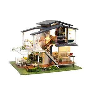 DIY Puppen häuser mit Möbeln Erwachsene Miniatur Holzpuppe nhaus Puppenhaus für Mädchen Monet Garten
