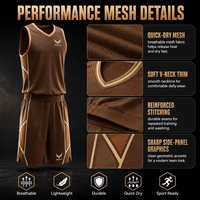 Uniformes de basket-ball marron mocha de qualité supérieure, personnalisés pour les clubs haut de gamme, vêtements d'équipe, style rétro, ensemble maillot et short de basket-ball