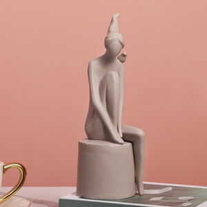 รูปปั้นผู้หญิงตกแต่ง,รูปแกะสลักสำหรับโต๊ะทำงานในบ้านสำนักงานสีขาวสไตล์มินิมอลลิสต์ - Product Image 4