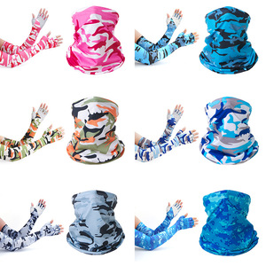 Cycling Arm Sleeves With Neck Warmer Unisex Ice Silk Sun Protection Outdoor Summer Long Sleeve Gloves Half Finger - Product Image 4