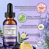 Complément Liquide de Glycinate de Magnésium OEM 500mg avec Fibres de Cellulose, Bromélaïne, Vitamine et Zinc en Gouttes pour Adultes – Améliore la Mémoire et le Sommeil