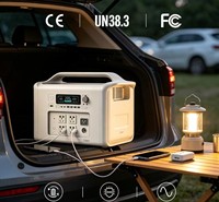 Station d'alimentation portable LiFePO4 2000Wh avec onde sinusoïdale pure, compatible solaire et adaptateur CA 300W pour camping-car, fourgon électrique et batterie de secours automobile
