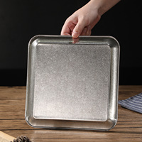 Plateau de service vintage industriel en acier inoxydable pour la restauration, plateau à collation rustique en métal pour cuisine, restaurant, barbecue - Fournisseur en gros
