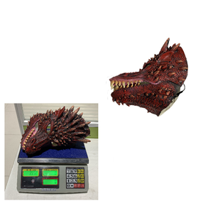 فم متحرك تنين أحمر سحلية ديناصور وحش فستان هالوين فاخر ، قناع - Product Image 5