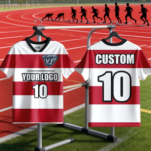 Nueva Llegada Camisetas de Fútbol Rojas y Blancas Estilo Retro Vintage Transpirables Disponibles en Tallas Grandes Ropa Deportiva - Product Image 2