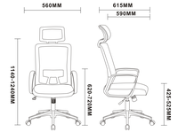 Chaise de bureau exécutive ergonomique moderne grande taille avec dossier en maille et base en nylon réglable en hauteur