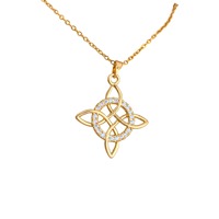 Collier chaîne en bambou plaqué or cuivre, motif nœud celtique ajouré Miko, transfrontalier, tendance, minimaliste, best-seller