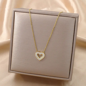 <span class=keywords><strong>Collana</strong></span> Gioiello di Moda all'Ingrosso con Delicato Pendente a Cuore su Catena a Maglie Miste in Acciaio Inossidabile Placcato Oro 18K PVD, Regalo di Tendenza per <span class=keywords><strong>San</strong></span> <span class=keywords><strong>Valentino</strong></span> - Product Image 6