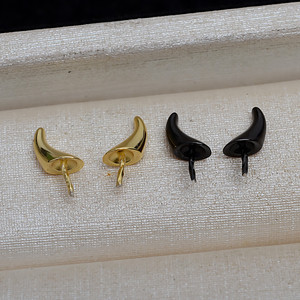Accesorio de Bricolaje de Cuerno de Diablo Grande Hecho a Mano, Plata 925, Estilo Barroco, con Perla, Soporte Vacío, 1 Pieza, 4146, Fornituras de Joyería - Product Image 2