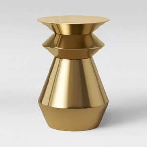 Pequeña Mesa Redonda de latón adecuada para uso en esquinas laterales que complementa sofás y sillas modernas y estilo de decoración de accesorios estéticos - Product Image 1