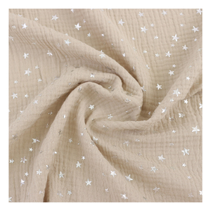 100% coton biologique Design lumineux paillettes dorure 2 couches <span class=keywords><strong>gaze</strong></span> froissée <span class=keywords><strong>gaze</strong></span> tissu de mousseline pour femmes chemises robes jupes - Product Image 6