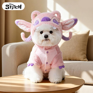 <span class=keywords><strong>Disfraz</strong></span> de Disney <span class=keywords><strong>Stitch</strong></span> <span class=keywords><strong>para</strong></span> mascotas, chaleco con capucha rosa, traje cálido de Cosplay <span class=keywords><strong>para</strong></span> perros pequeños y gatos, otoño e invierno - Product Image 1
