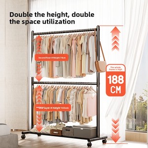 Appendiabiti Moderno a Doppio Strato in Metallo, Stendibiancheria e Portascarpe per Soggiorno e Camera da Letto - Product Image 2