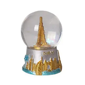 Souvenir turistico personalizzato snowglobe in vetro dubai snow globe con cammello