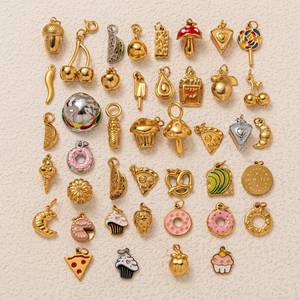 คอลเลกชันสแตนเลสสตีลนำโชคในฤดูร้อนสร้อยข้อมือจำนวนมากทำจาก<span class=keywords><strong>พิซซ่า</strong></span>ผลไม้ไส้กรอกทองแสนอร่อย - Product Image 5