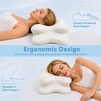 Oreiller ergonomique moderne en mousse à mémoire de forme avec soutien cervical, forme papillon, personnalisable, vente en gros