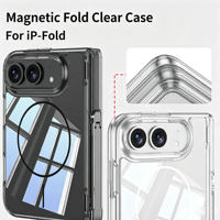Étui magnétique transparent pour iPhone Duo Fold avec béquille rétractable, protection de la charnière, antichoc, coque pliable pour téléphone portable