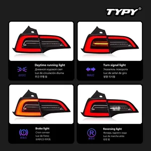 อุปกรณ์ตกแต่งรถยนต์สำหรับ Tesla Model Y/3 ไฟท้าย ปี 2019-2024  ดัดแปลงเป็นไฟท้าย LED แบบ DRL พร้อมไฟเลี้ยวแบบไดนามิก - Product Image 4