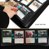STOCK UNICORN GAME PLUS Classeur de cartes à collectionner en cuir de luxe premium 12 pochettes avec fermeture éclair PU 350x335mm Noir avec impression sur sachets transparents