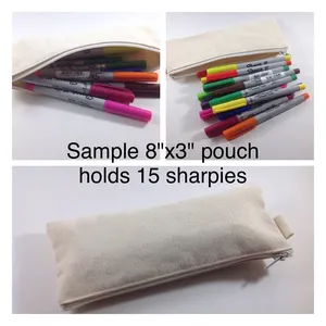 Plain 10oz Canvas Pencil Case For Student Fashion Cotton Coin Purse Bags For Party Gift