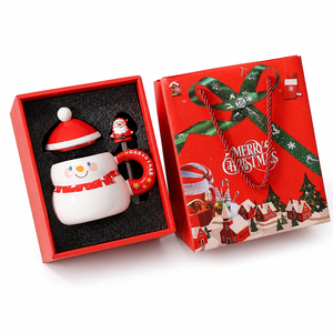 Christmas Eve Gift Box Set Small Ceramic Mug with Snowman & Santa Claus Design Festive Advertising Gift - Product Image 6