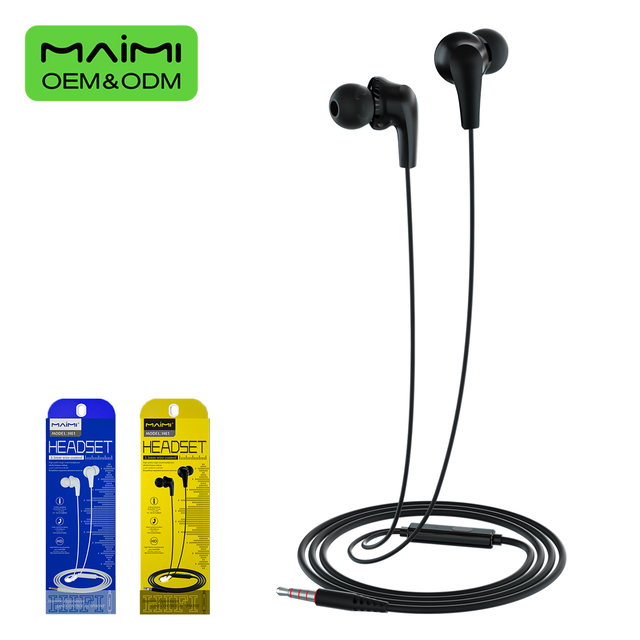 Maimi 3.5mm In-Ear Wired Earphones with Microphone, 1.2m TPE Cable Metal Plug Universal Stereo Headset for Mobile Phones