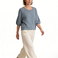 Pull en cachemire pur à 100 % de luxe pour femme, chic, à manches courtes, col rond, tricoté, toutes saisons, OEM/ODM
