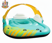 Île flottante gonflable robuste 6 personnes avec auvent pare-soleil, grand transat de piscine pour fêtes au lac et divertissements aquatiques en extérieur