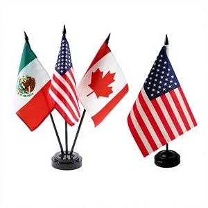 Bandiera da Tavolo Personalizzata con Logo Stampato, Bandiere Piccole in Poliestere per Ufficio con Supporto e Asta - Product Image 1