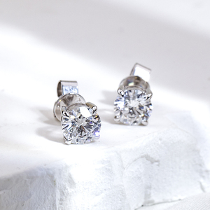 Listo para enviar MSE-329 1CT Pendientes de diamantes de laboratorio blancos de forma redonda PT950 de moda. - Product Image 1