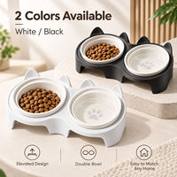 Bol pour chat en céramique portable, étanche, de haute qualité, à motif solide, double, pour l'eau et la nourriture des animaux de compagnie, 3-en-1, surélevé, pour l'intérieur