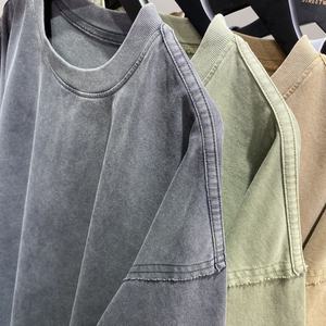 Venta al por mayor 275G 100% algodón impresión de gran tamaño camiseta en blanco lavado ácido hombro caído ropa de calle hombres fabricantes - Product Image 6