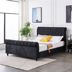 Fabricante de China, suministro de diseño italiano, de lujo modernos muebles de dormitorio, botón de tela copetuda, cabecero alto, cama doble - Product Image 4