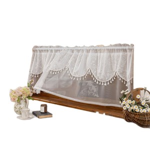 Rèm cửa xuyên thấu họa tiết hoa ren dệt jacquard phong cách đồng quê xuyên biên giới, màu cà phê, ngắn, nửa chiều dài, kiểu Mỹ - Product Image 5