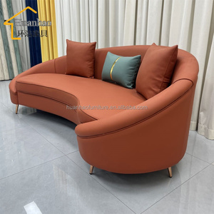 Sofá Curvo en Forma de C de Cuero Italiano de Lujo, Sofá de Salón para Sala de Espera, Sofá de Media Luna para Sala de Estar, Sin Reseñas Aún - Product Image 5