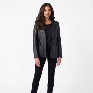 OEM Services <b>High</b> Quality 2024 Custom Logo Breathable Waterproof Women Blazer Coat Winter Print Jacket Casual Genuine Leather - Product Image 1