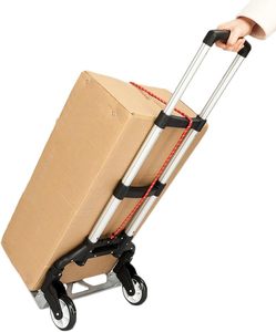 Camión de mano plegable de aluminio, carro de mano plegable portátil, carro de mano para escalar escaleras, carro de seis ruedas con mango telescópico - Product Image 6