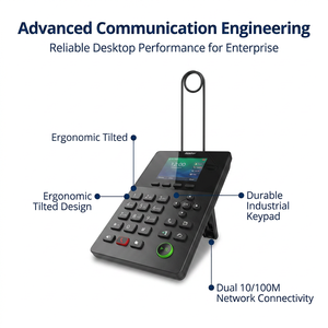 โทรศัพท์ IP หน้าจอสี 2.8 นิ้ว พร้อมที่วางหูฟัง โทรศัพท์ <span class=keywords><strong>VoIP</strong></span> สำหรับธุรกิจ โทรศัพท์ตั้งโต๊ะสำหรับสำนักงาน สำหรับศูนย์บริการลูกค้า พร้อมอะแดปเตอร์ - Product Image 4