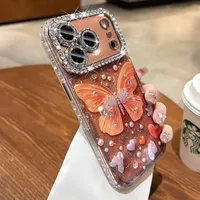 Coque de téléphone papillon diamant scintillant pour iPhone 13 14 15 16 Plus 17 Pro Max, étui rigide antichoc avec strass brillants
