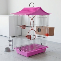 Cage à oiseaux prête à l'emploi avec auvent en pagode, nichoir en bois, kit d'alimentation et plateau à déchets extractible