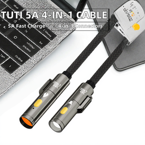 Cavo Dati <span class=keywords><strong>TUTI</strong></span> 5A a Ricarica Rapida 4-in-1 in Nylon Intrecciato Tipo-C 1m per Telefoni e Power Bank - Product Image 2